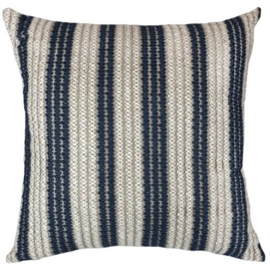 ALMOFADA CROCHE TRAMADO LISTRADO AZUL