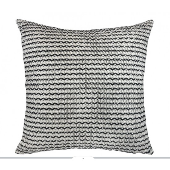 ALMOFADA CROCHE TRAMADO  PRETO E BRANCO
