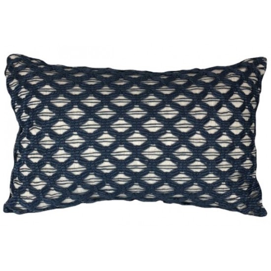 ALMOFADA RETANGULAR CROCHE RENDADO AZUL