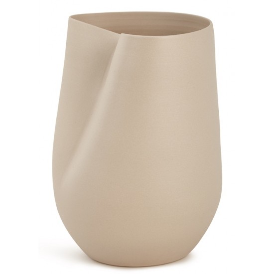 VASO EM CERAMICA BORDA AMASSADA BEGE