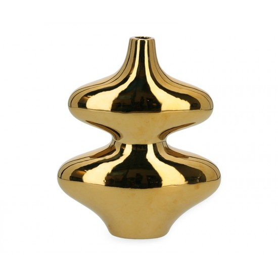 VASO EM CERAMICA ONDULAÇÃO DOURADO G VASO EM CERAMICA ONDULAÇÃO DOURADO G