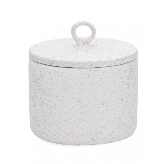 CACHEPOT  EM CERAMICA BRANCO C/ DOURADO M