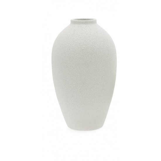 VASO EM CERAMICA CHAPISCADA BRANCO G