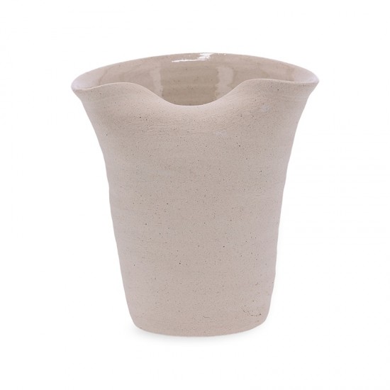 VASO EM CERAMICA LADO AMASSADO BEGE CHAPISCADO G