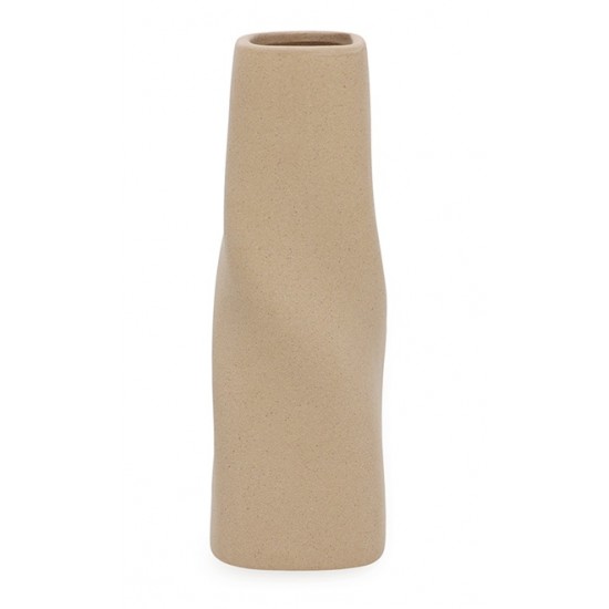 VASO EM CERAMICA TORCIDO CHAPISCADO BEGE 35CM