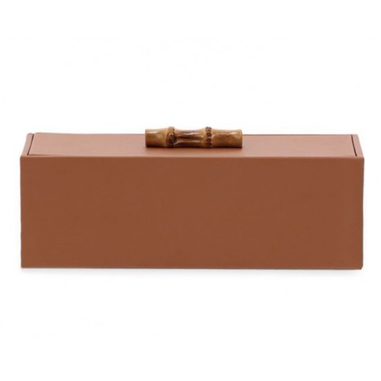 CAIXA EM MADEIRA C/ REVESTIMENTO TERRACOTA C/ BAMBU 30X13CM CAIXA EM MADEIRA C/ REVESTIMENTO TERRACOTA C/ BAMBU 30X13CM