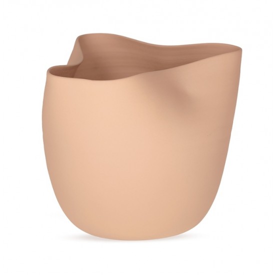 VASO EM CERAMICA ROSE BORDA AMASSADA M