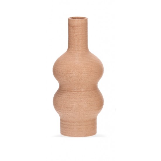 VASO EM CERAMICA ONDULADO MARROM G