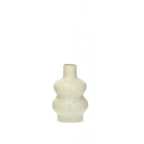 VASO EM CERAMICA ONDULADO BEGE P