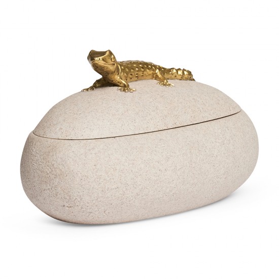 POTE DECOR EM POLIRRESINA LAGARTO DOURADO