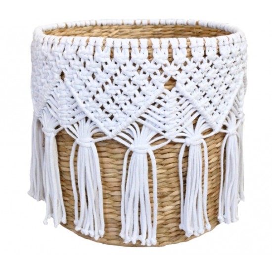 CESTO  MACRAME BRANCO