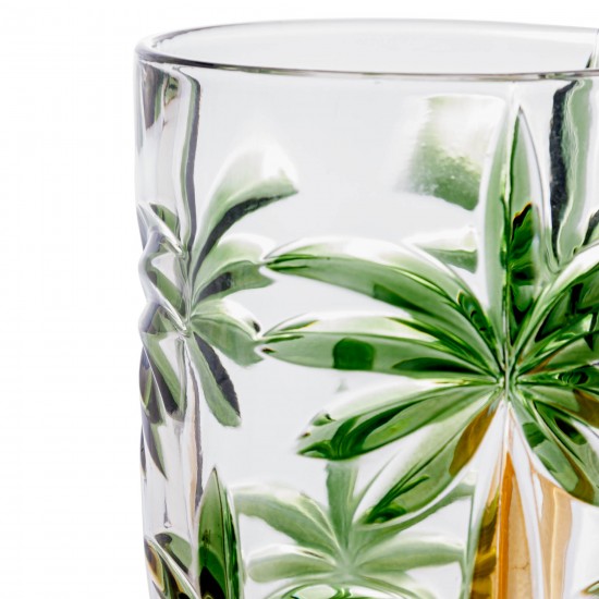 TACA DE CRISTAL PALM TREE VERDE SPRAYED 450ML