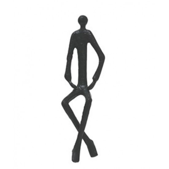 ESCULTURA METAL HOMEM PERNA CRUZADA 9X8X29CM