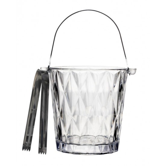 BALDE PARA GELO DE VIDRO COM ALÇA E PEGADOR DIAMOND 1L BALDE PARA GELO DE VIDRO COM ALÇA E PEGADOR DIAMOND 1L