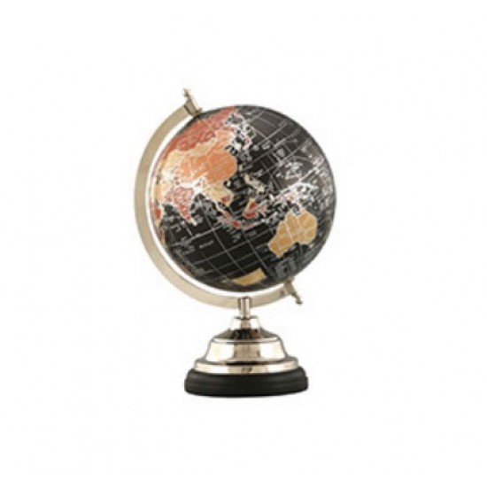 GLOBO EM PLASTICO C/ BASE MADEIRA E METAL 13X10X32CM