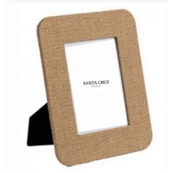 PORTA RETRATO ARREDONDADO TECIDO CARAMELO 10X15CM