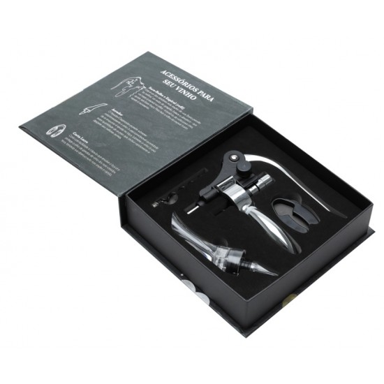 CJ 4PC P/VINHO INOX C/CAIXA CJ 4PC P/VINHO INOX C/CAIXA