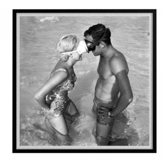 QUADRO FOTO VINTAGE CASAL OCULOS 43X43CM QUADRO FOTO VINTAGE CASAL OCULOS 43X43CM