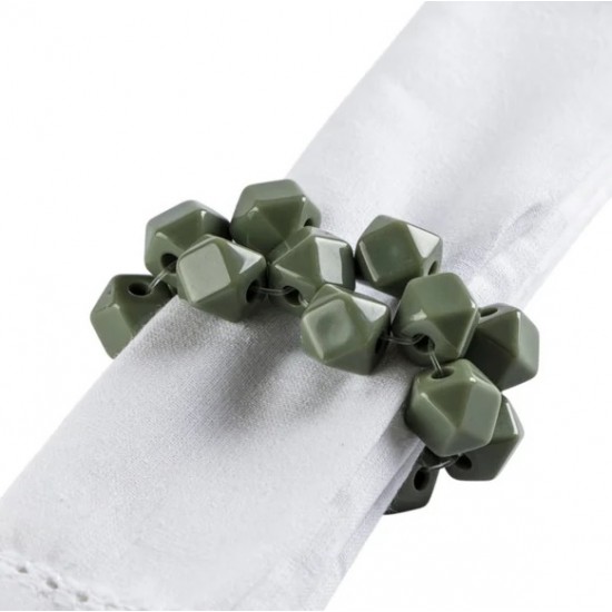 CJ 4 ARGOLAS DE  GUARDANAPO PEDRA VERDE CELADON