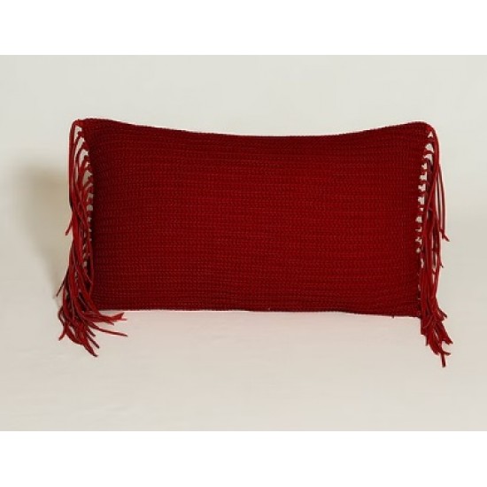 ALMOFADA TRICO FRANJAS VERMELHO