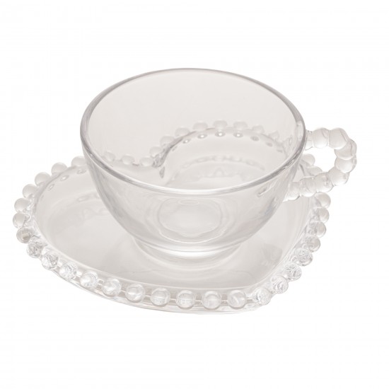 XICARA DE CHA CRISTAL CORAÇÃO PEARL 180ML- 28381