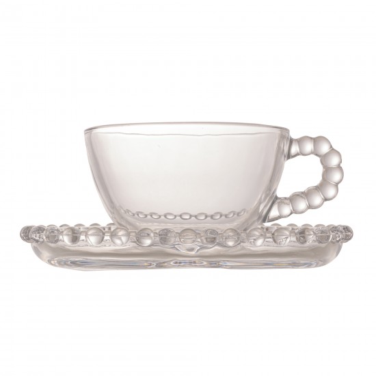 XICARA DE CHA CRISTAL CORAÇÃO PEARL 180ML- 28381