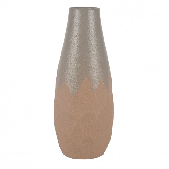 VASO DE  CERAMICA TERRACOTA E PRATA - CT0073