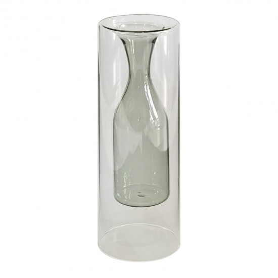 VASO DE VIDRO TRANSPARENTE  FUMÊ