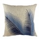 ALMOFADA LINHO C/BORD AZUL  FOLHAS PALMEIRA