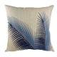 ALMOFADA LINHO C/BORD AZUL  FOLHAS PALMEIRA
