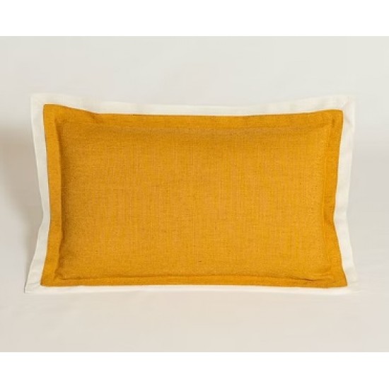 ALMOFADA RET LINHO MISTO ABAS DUPLA BIC OCRE/CRU