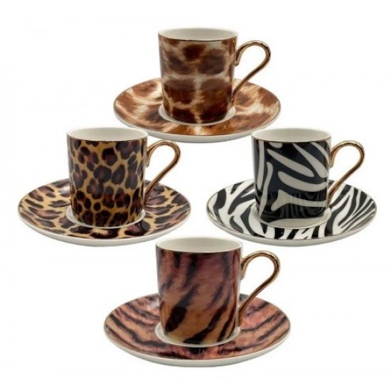CJ 4 XICARAS P/ CAFE ARETHA C/ BORDA DOURADA DIVERSAS 90ML