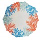 Jogo Americano Coralli Branco c/ bordado coral e azul