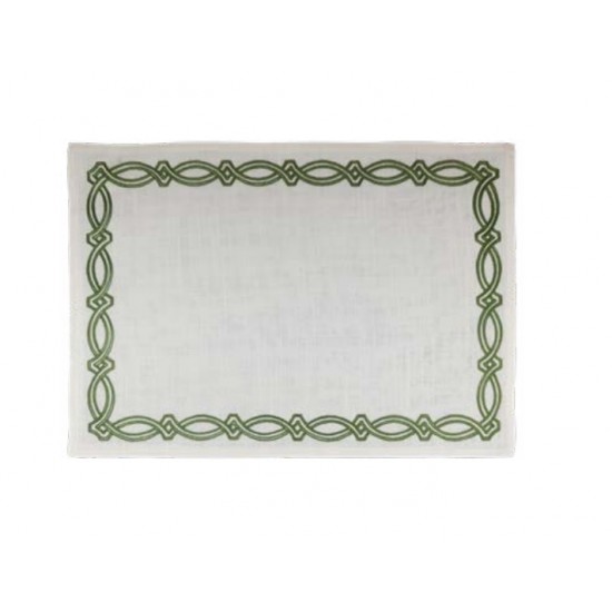 Jogo Americano Auguri Casa Truly Branco c/ bordado Verde 35x50cm