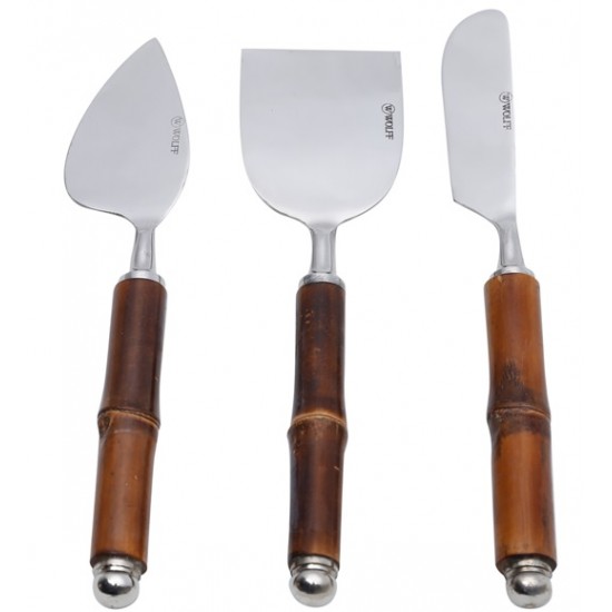 CJ 3 PCS P/QUEIJO INOX CABO BAMBOO- 30353
