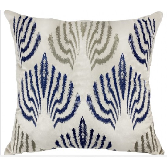 ALMOFADA VELUDO OFF 52X52CM AZUL C/BORDADO  039-73