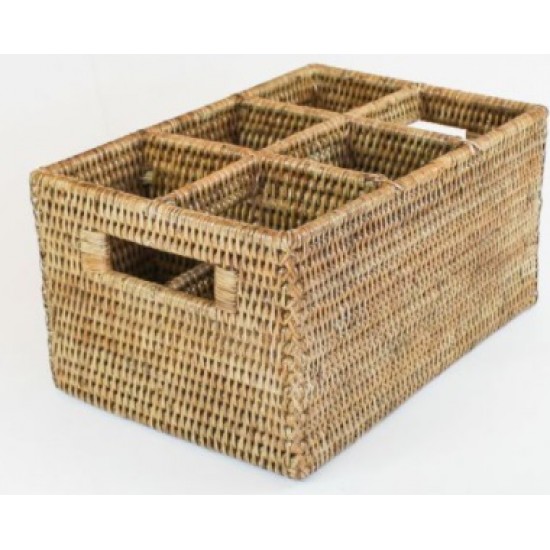 PORTA TALHERES EM RATTAN 6 DIVISOES