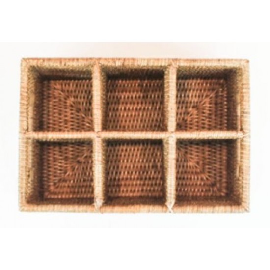 PORTA TALHERES EM RATTAN 6 DIVISOES