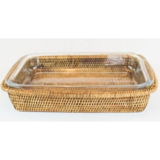 REFRATARIO RET C/ SUPORTE DE RATTAN 33CM