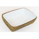 TRAVESSA DE PORCELANA 30X22CM C/ SUPORTE RATTAN