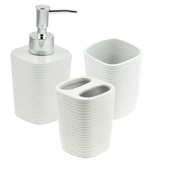 CJ 3PCS CERAMICA P/BANHEIRO BRANCO