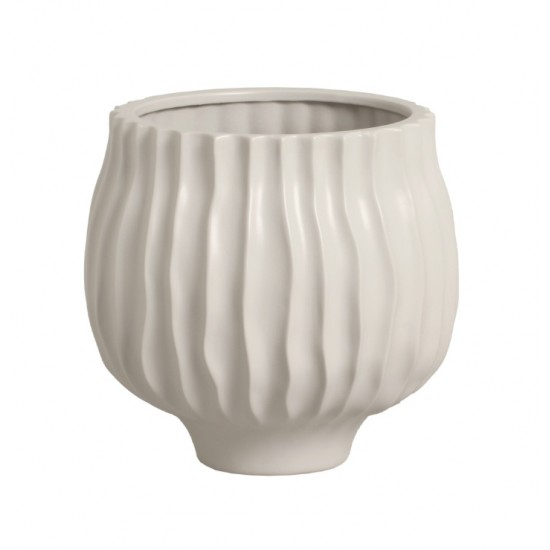 CACHEPOT LINHAS OFF WHITE FOSCO 20x20,8 CM
