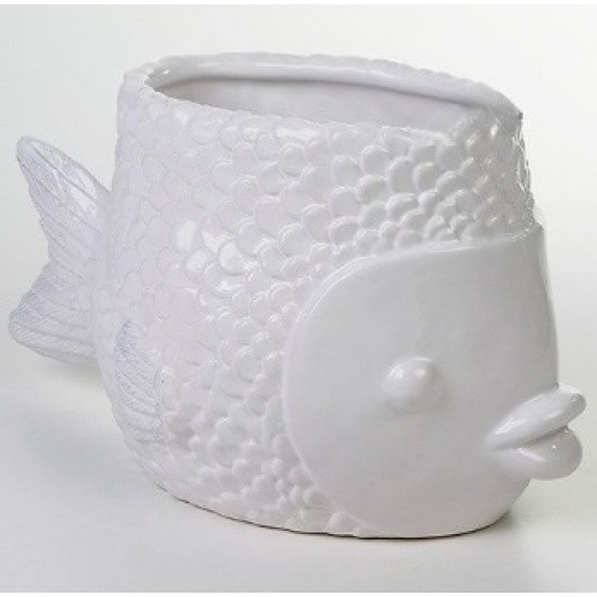 CACHEPOT DE PEIXE ESTILIZADO  BRANCO