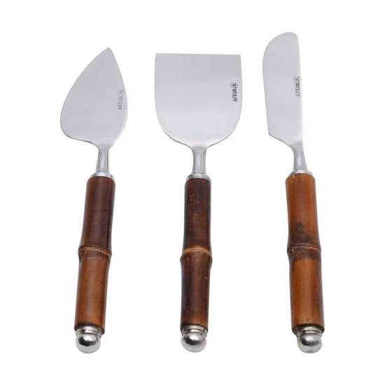 CJ 3 PCS P/QUEIJO INOX CABO BAMBOO- 30353