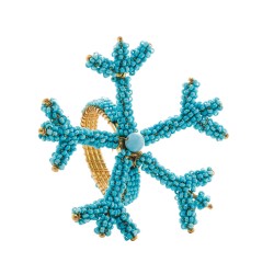 CJ 4 ARGOLAS GUARDANAPOS CORAL TURQUESA ESCURO CJ 4 ARGOLAS GUARDANAPOS CORAL TURQUESA ESCURO