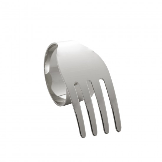 CJ 4 ARGOLAS GUARDANAPOS METAL GARFO PRATEADO - 61409