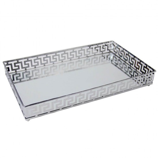 BANDEJA ESPELHADA DE METAL PRATA 33CM BANDEJA ESPELHADA DE METAL PRATA 33CM