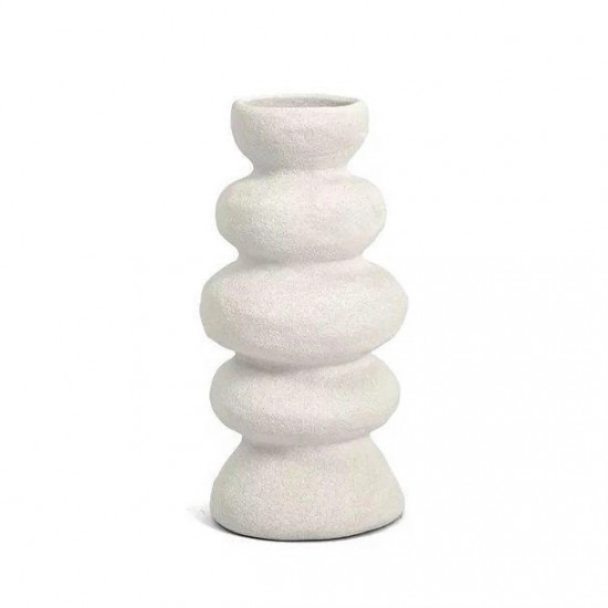 VASO EM CERAMICA GOMOS  BEGE 20X10CM