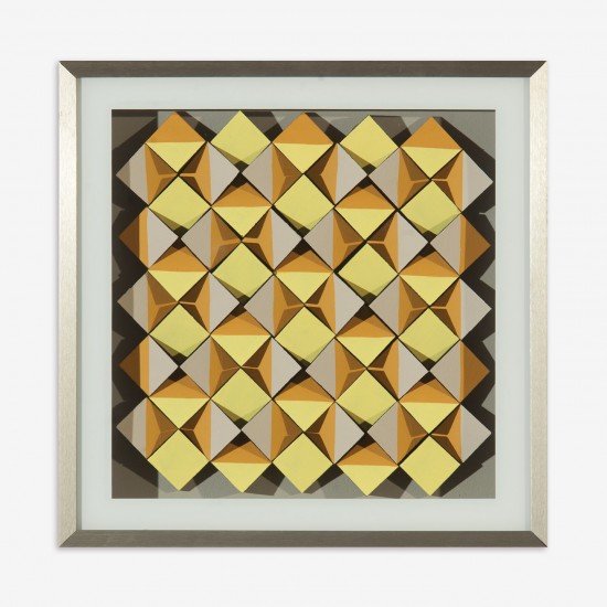 QUADRO PRISMA AMARELO LARANJA VIDRO 32X32CM QUADRO PRISMA AMARELO LARANJA VIDRO 32X32CM