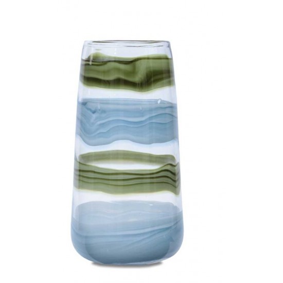 VASO DE VIDRO VERDE/AZUL G VASO DE VIDRO VERDE/AZUL G